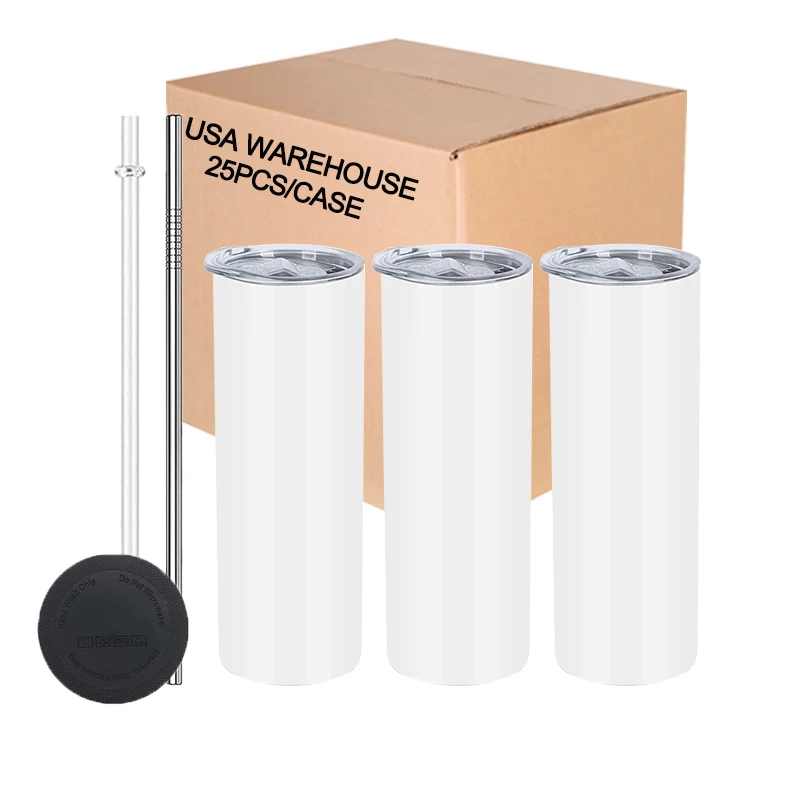 

Контейнеры для США, 25 упаковок, круглая сублимационная кружка 20 унций оптом, прямые тонкие заготовки из нержавеющей стали, сублимационная кружка