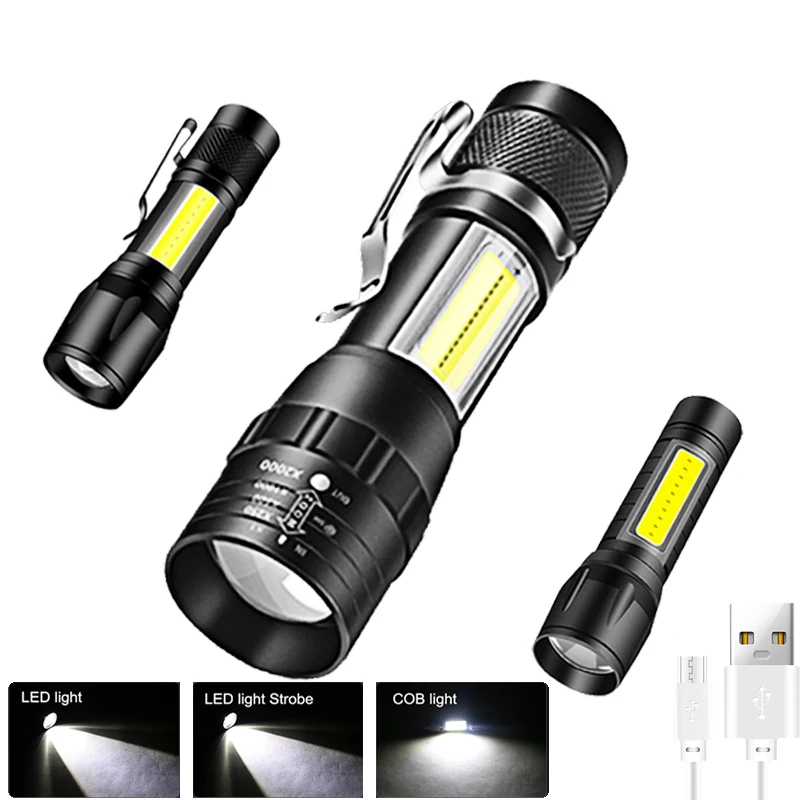 Pila torcia portatile tascabile in metallo zoom 2xaa 200lm 65mt