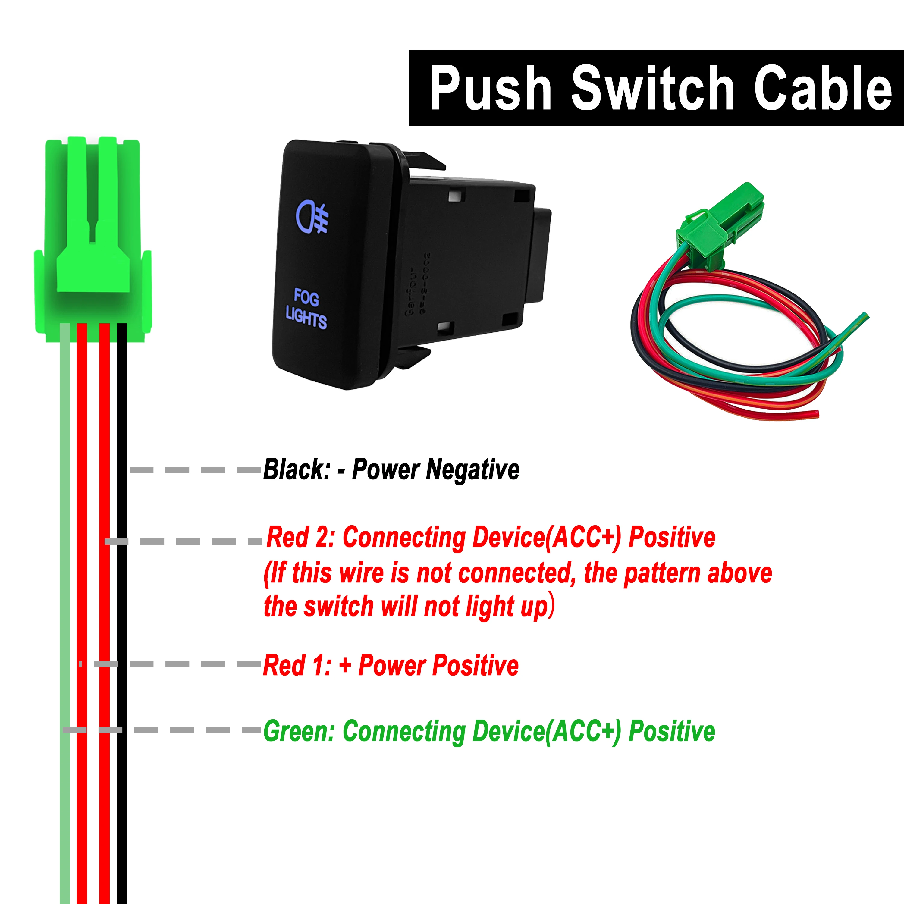 12V Blue Backlit Push Button Switch Fog Lights ON OFF Latching