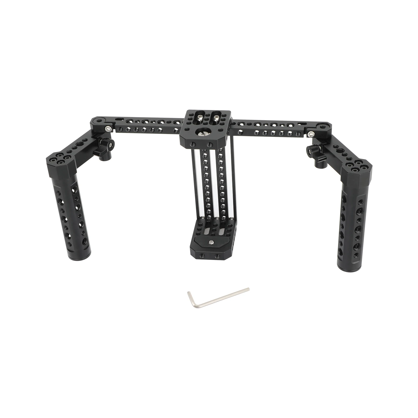 Camera Monitor Cage with  Height Adjustable Cheese Base Plate and Handgrips Fits