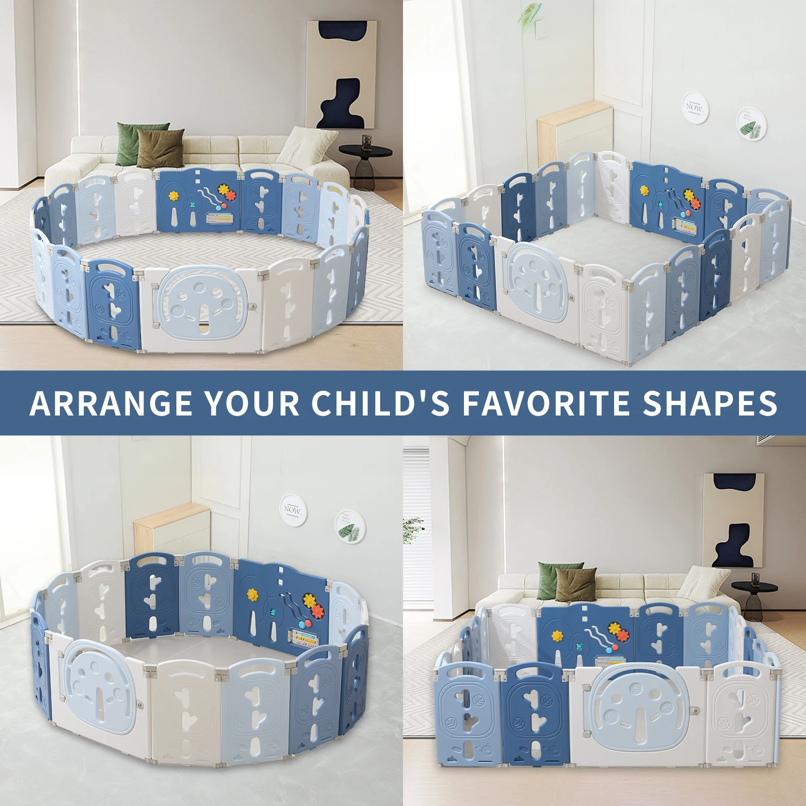 Kids and Toddlers' Playpen,Kids Activity Center Safety Play Yard for Indoor&Outdoor,Portable,Plastic 3