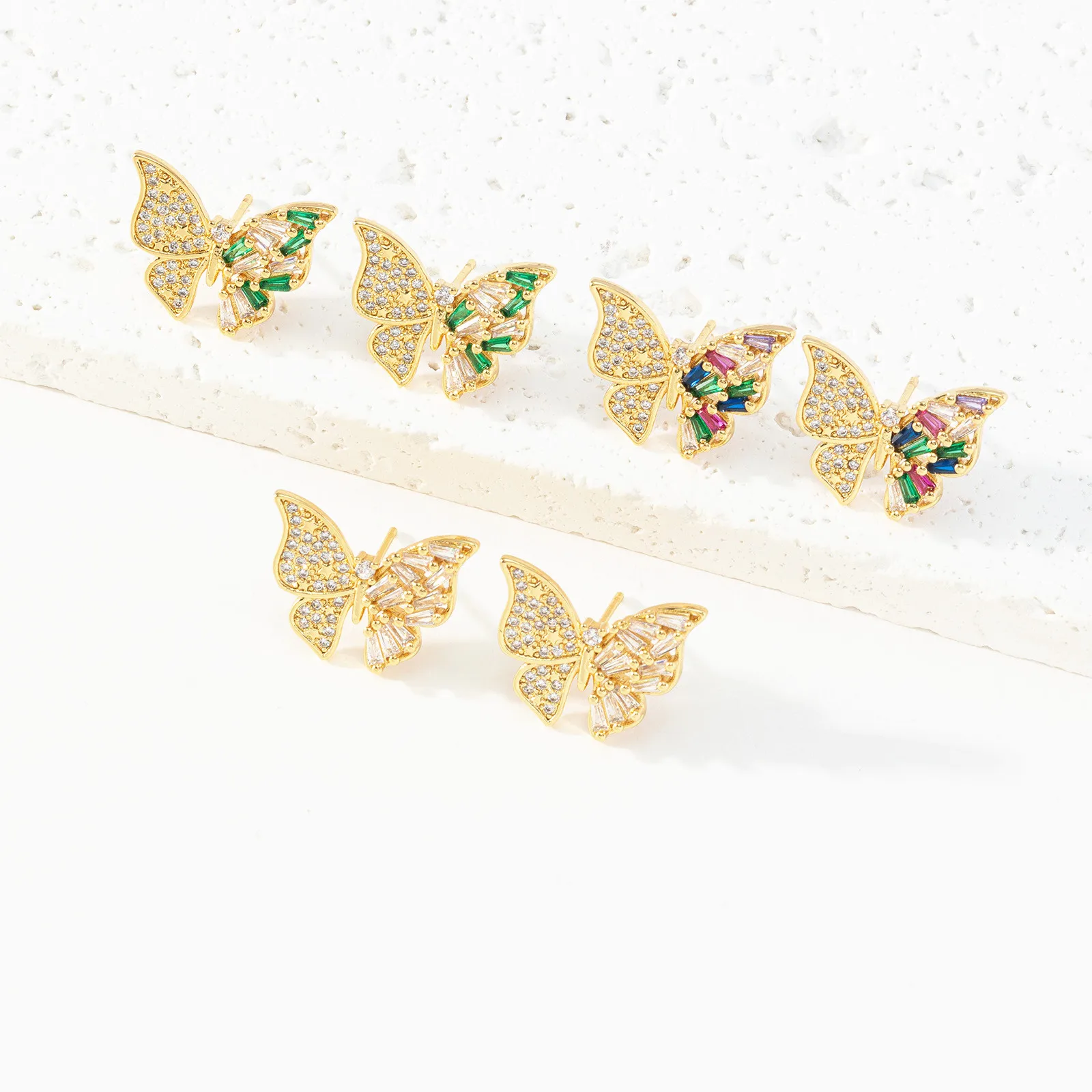 

Women's Earrings 18k Gold Plated Claw Set with Colorful Crystal Zircon Butterfly Insects Popular Fashion Jewelry Lovers' Gift