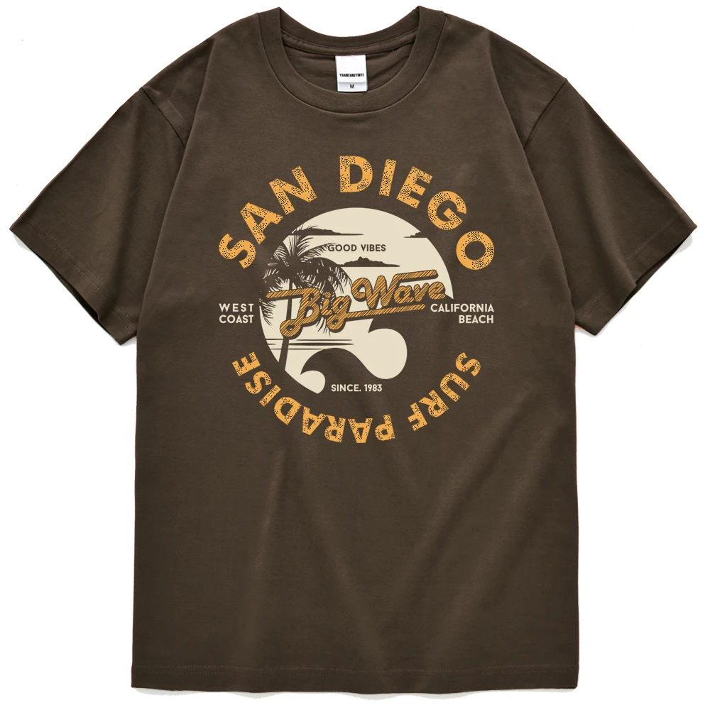 

San Diego Surf Paradise, West Coast Of California Print Mens Tshirt Unisex Fashion T Shirts Korean Soft Tops Cool Sport T-Shirts