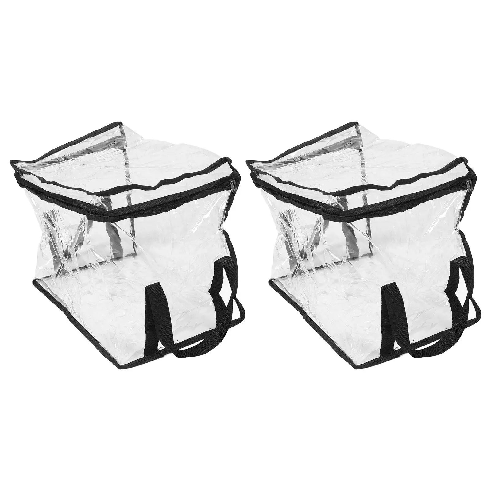 2Pcs 투명한 책 정리함 큐브 - 책, 학교 용품, 방진용 손잡이가 있는 투명한 PVC 접이식 보관 가방