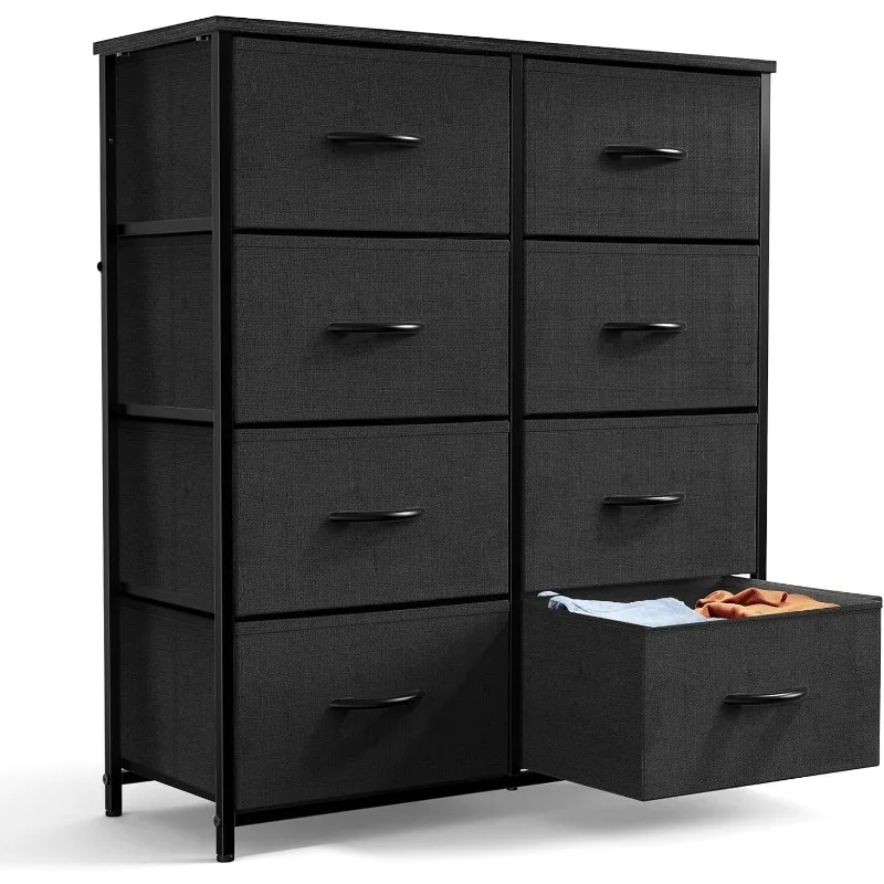 

Chest Organizer Unit with 8 Fabric Bins, Fabric Storage Tower, Drawer Organizer with Steel Frame