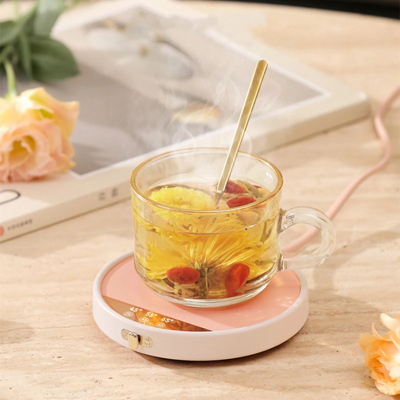 New Coffee Cup Warmer for Office Home with Timer Auto Shut Off 3 Temperatures Setting Electric Beverage Heating Plate Coaster