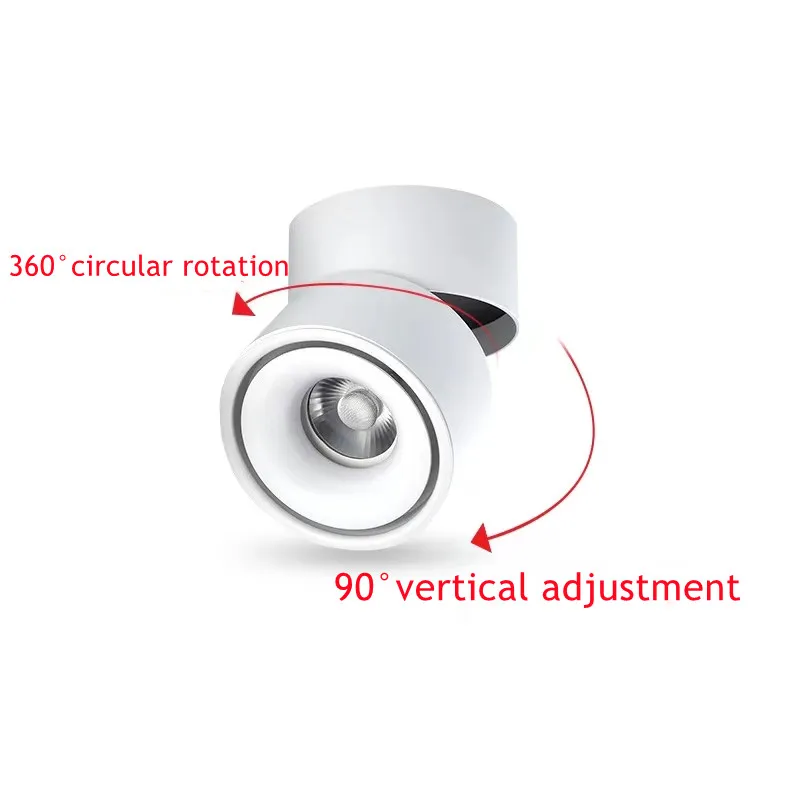 Spot de lampe de plafond d'épi de rotation monté en surface anti-absorbe ouissant LED Downlight 24W/20W/15W/10W COB AC90-260V l'éclairage d'intérieur