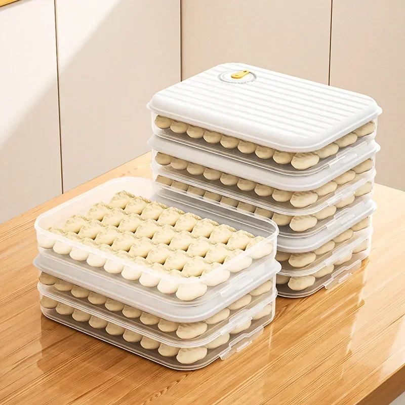Multilayer Dumpling Box Household Food Egg Frozen Box Wonton Fresh-Keeping Organizers Quick Freezing Refrigerator Storage Box