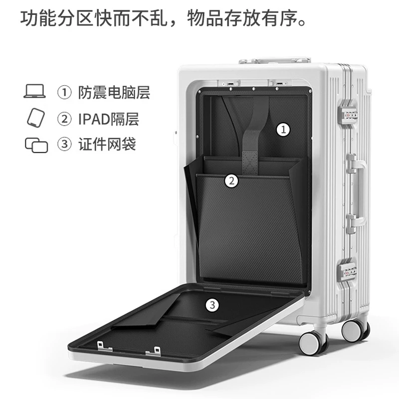 20 24 26 28 Inch Retro Spinner Open Front Rolling Luggage Laptop Wide Pull Rod Travel Suitcase Boarding Box On Wheels