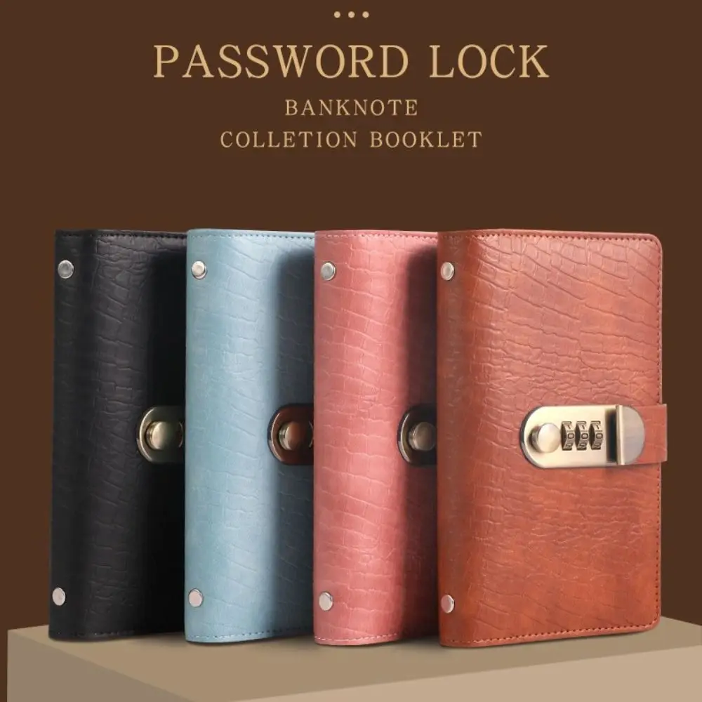 PU 100 Envelope Saving Money Challenge Binder Password Lock Notebook Reusable Budget Saving Book Banknote Colletion Booklet budget binder savings book