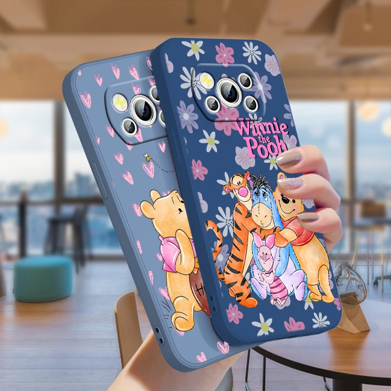 

Winnie Bear Cute Disney For POCO C50 C40 X4 M5S F4 M4 X3 F3 M3 C3 Pro GT NFC 4G 5G Liquid Rope Phone Case