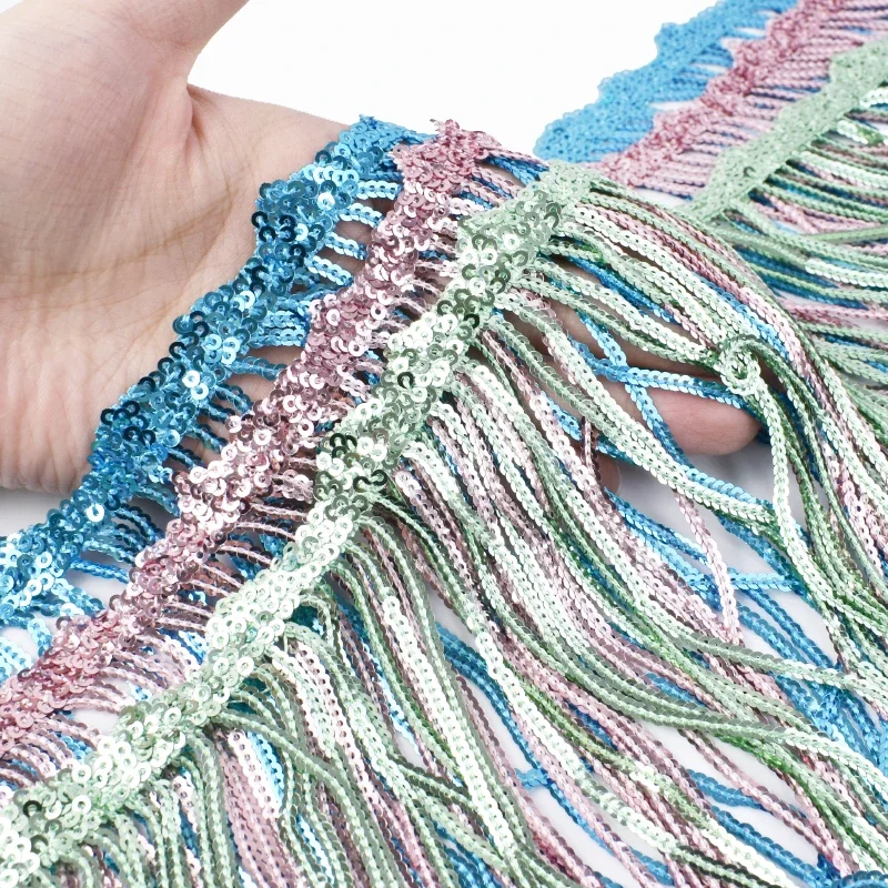 Description Picture 4 of itemMeetee 1-5Yards 17cm Sequin Laser Tassel Fringe Curtain Dress Edging Tassels Lace Decorative Trimmings Home Sewing Accessories