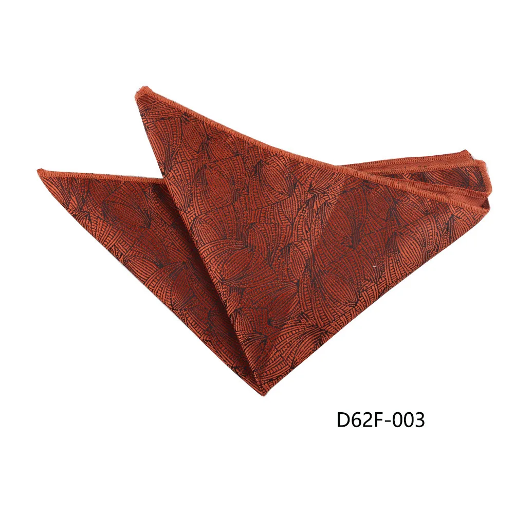 24cm Korean Style Leaf Floral Handkerchief For Men Suits Brown Red Pocket Square Polyester Woven Hanky Small Towel Tuxedo Cravat