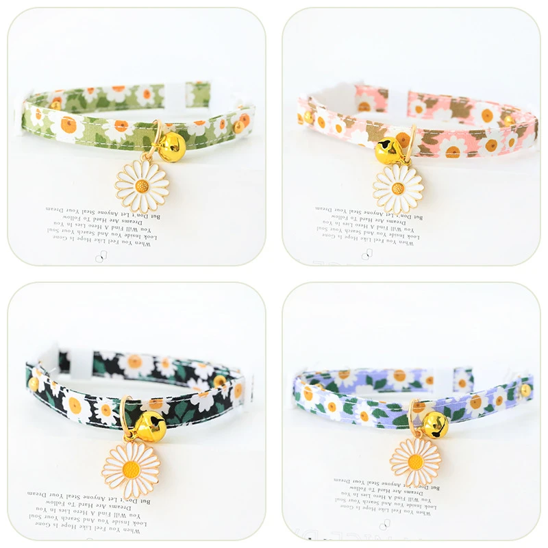 

Single Double Layers Dog Neck Collars Daisy Pendant Lovely Christmas Necklace for Pets New Design Durable Cat Leash Accessories