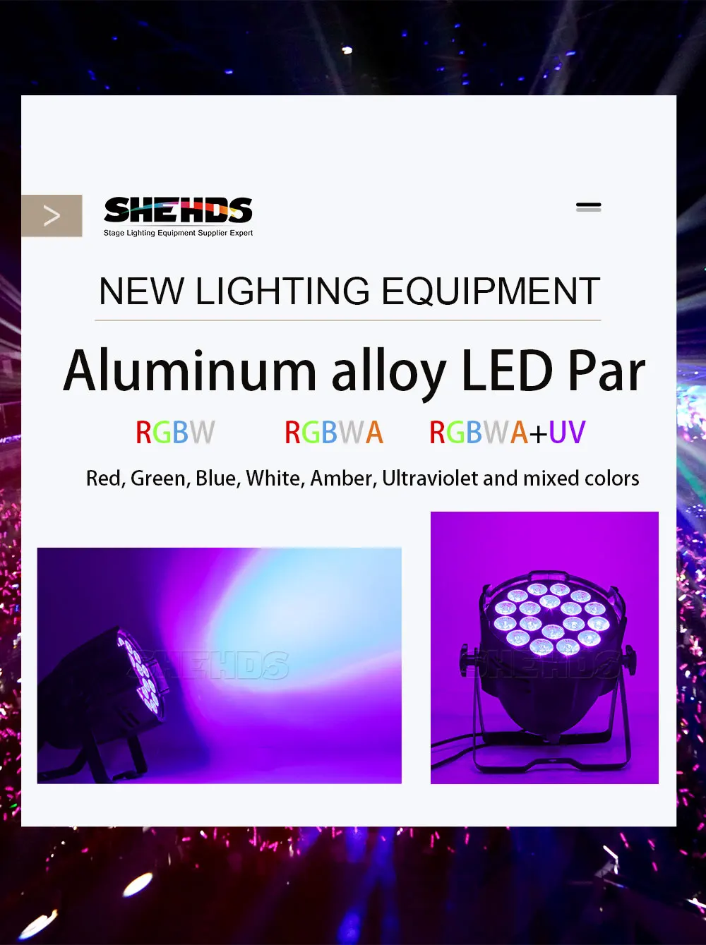 SHEHDS Aluminium Big Par 18x18W / 18x12W RGBWA+UV DMX 512 Schneller Versand für DJ Disco Party Hochzeit Bühnenbeleuchtung – Detail 1