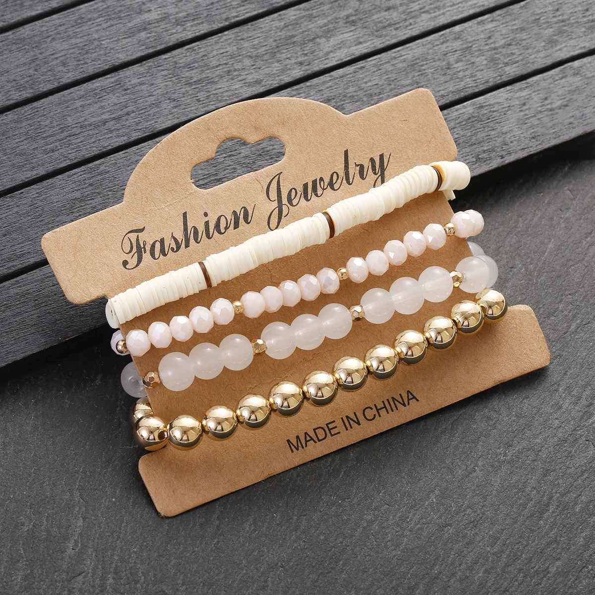 

4pcs/lot 8mm Stretch Bracelet Set Bohemia Natural Beads Multilayer Beaded Women Wristband Bracelet Jewelry Gift 5 Color