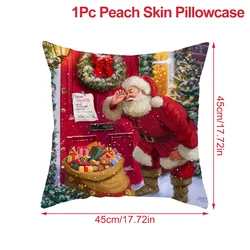 Festive Christmas Snowman and Santa Claus Pillow Cover - Holiday Decor Cushion (Pillow cover 15)