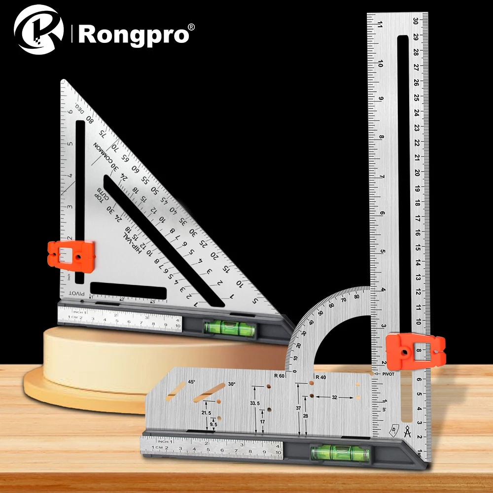Rongpro7in12inStainlessSteelJoinerMetalSquareAngleMarkingRightRulerTryCarpenter
