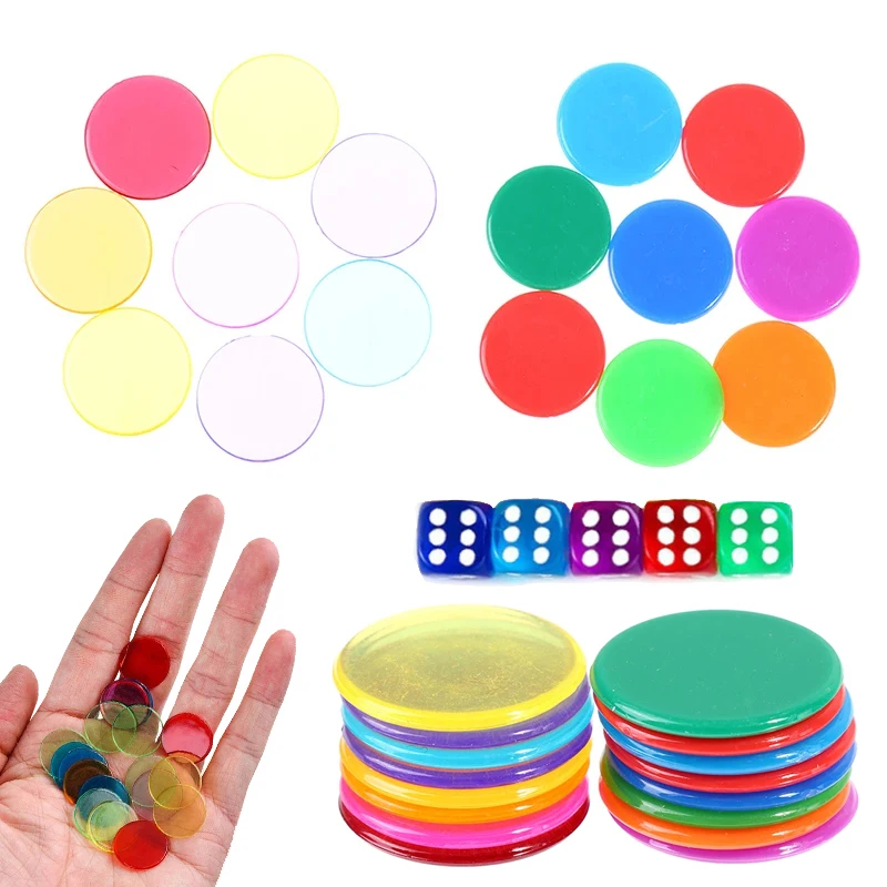 Poker Chips Math Bingo Chips Plastic Game Coins 50/100pcs 19mm Poker Chip Toys Plastic Disc Bingo Chips Board Game Accessories Gaming Chess Table Games Props Gamecoin TMZ