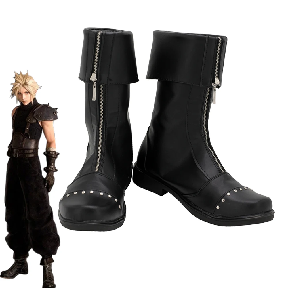 

Shoes Cloud Strife Cosplay Boots for Adult Final Fantasy VII Black PU Leather Boots Halloween Party Custom Made for Adult Men