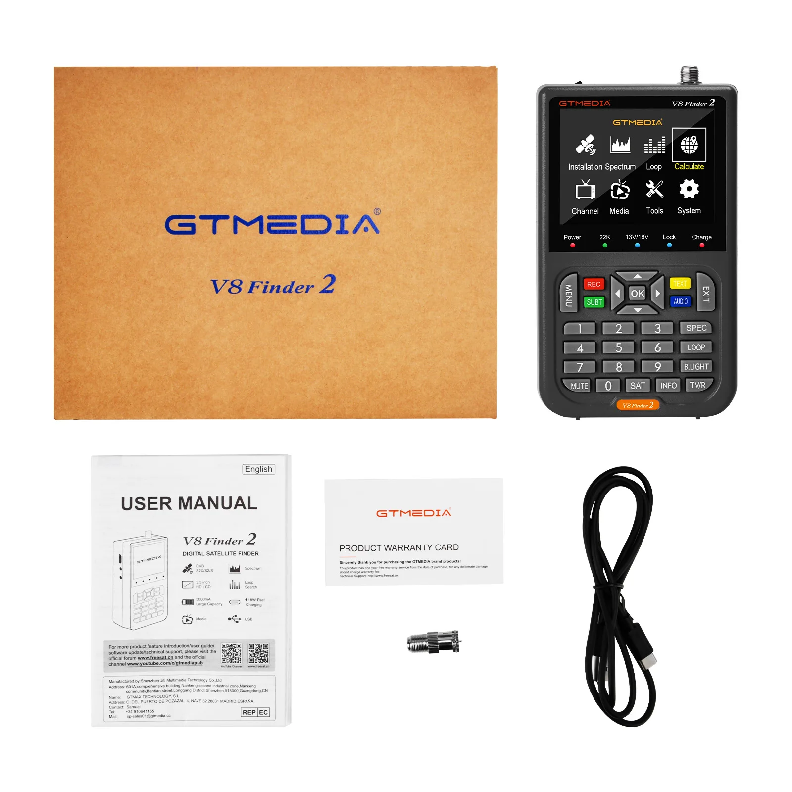 2022 GTMEDIA V8 Finder 2 Digital Satellite Signal Finder DVB-S/S2/S2X 1080P HD H.264 VS ST-5150 V8 FINDER PRO WS6933 WS6980 NEW