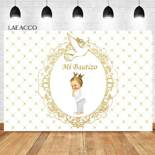 Laeacco-아기 세례 배경, 작은 천사, Mi Bautizo, 첫 번째 거룩한 친교, 신생아 초상화 사진 배경 2