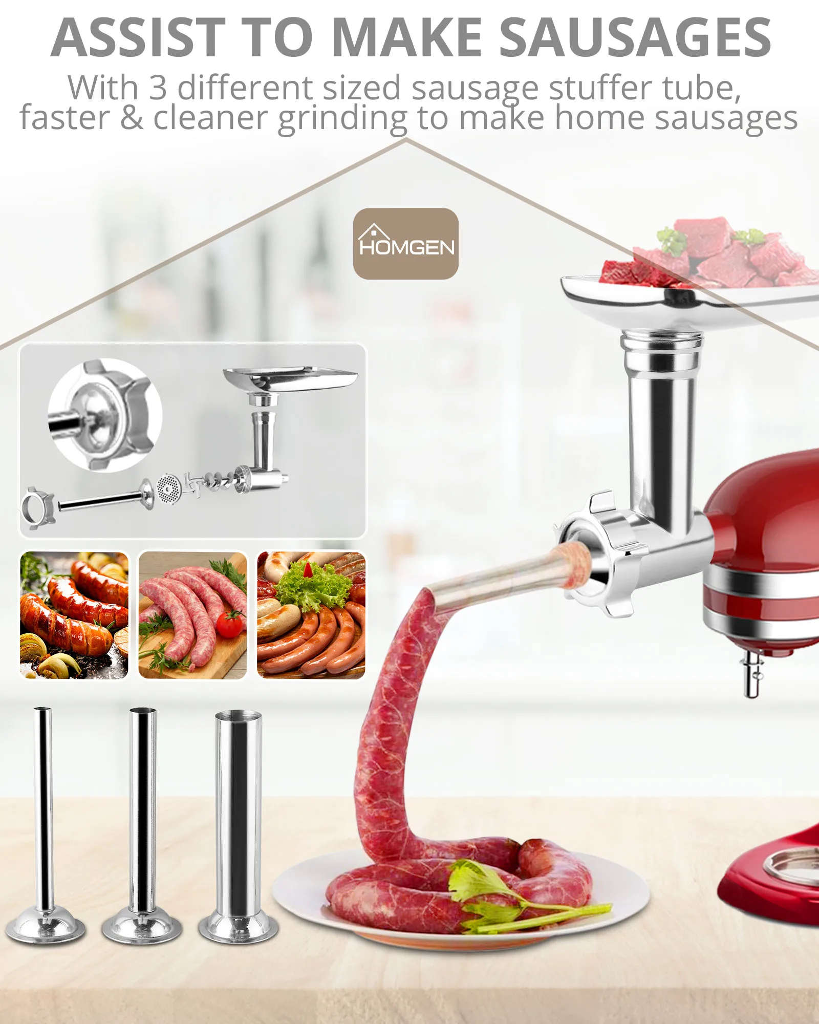 Meat Grinder Parts Metal Food Grinder Attachments KitchenAid Stand Mixers Sausage Stuffer Handling Grind Meat Hard Cheeses