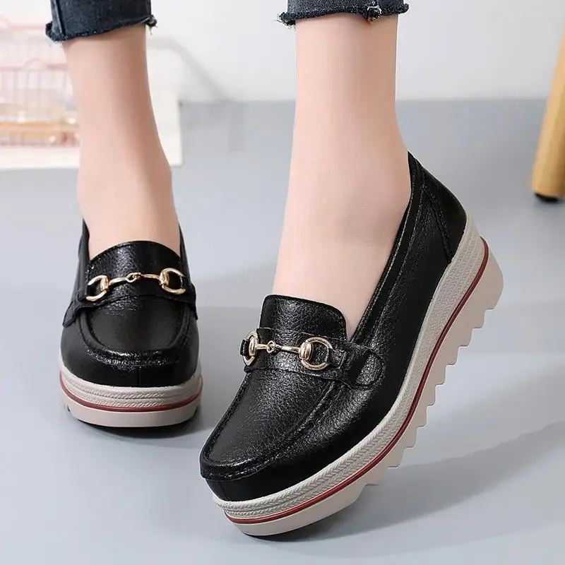

Genuine Leather Pumps Women 2024 New Fall Fairy Gentle Style Soft Bottom Flats Female Loafers Moccasins
