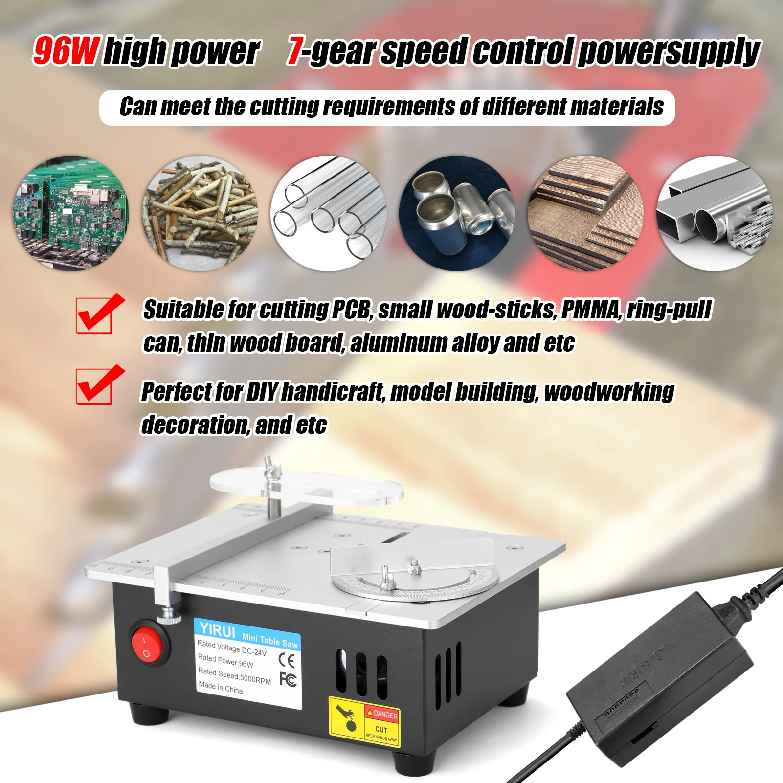 Mini Tafel Zaag Elektrische Klein Bankje Zagen Desktop Zag Huishouden Diy Pcb Model Snijgereedschap Houtbewerking Draaibank Machine 63Mm blade