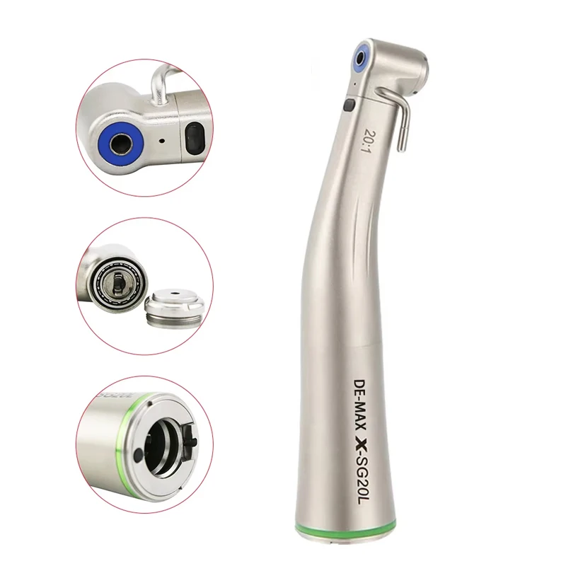 Dental 20:1 LED Low Speed Handstück Grüner Ring Fiber Optic Contra Angle Zahnmedizin Implantat Handstück SG20L