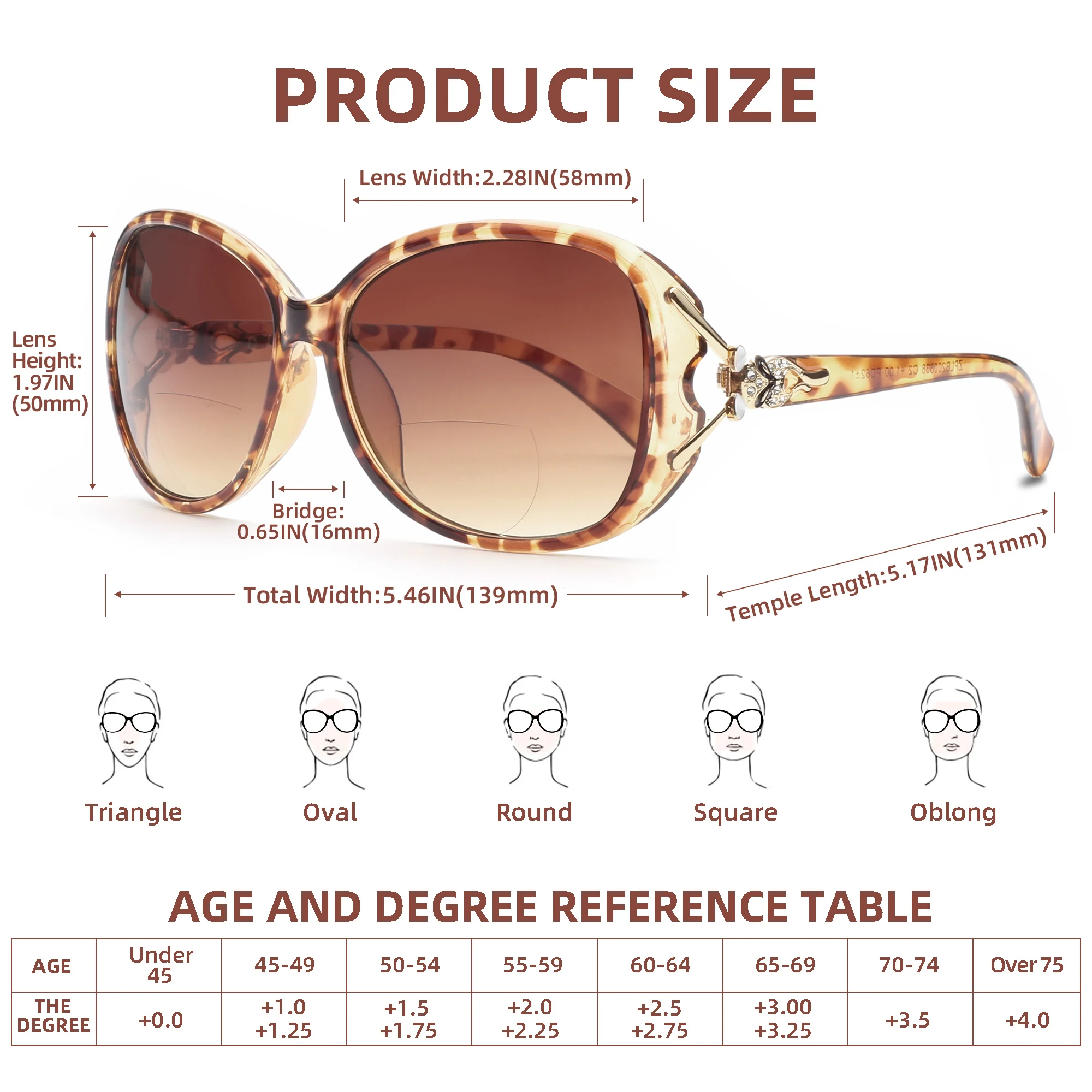 JM Large Round Bifocal Reading Sunglasses for Women Vintage Oversized Lady Reading Glasses UV400 3