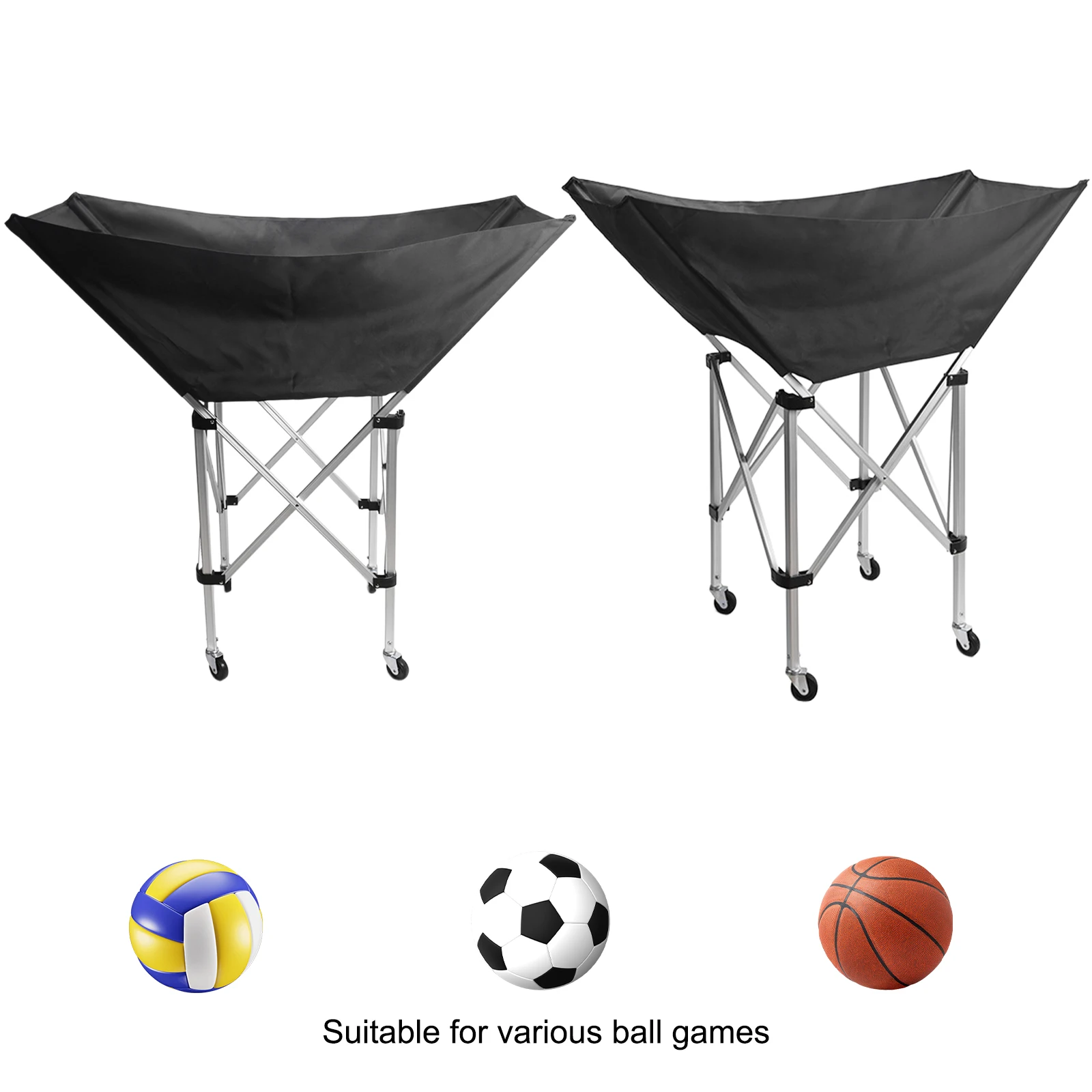 Collapsible Volleyball Cart Rolling Ball Storage Cart Volleyball Training Equipment Ball Holder for Easy Storage and Transport