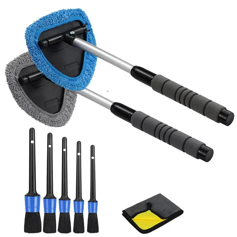 

Car Window Cleaner Kit 7pcs Car Detailing Brush Set auto Glass Wiper Quick Clean Microfiber Squeegee Windshield Cleaning Tool