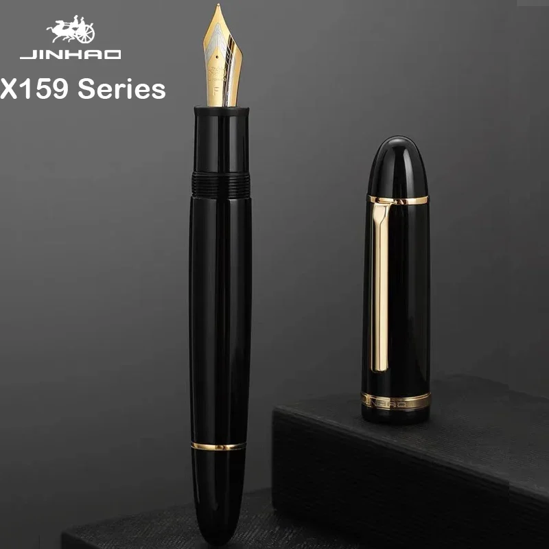 JinHao 아크릴 블랙 만년필, X159, 금속 클립 확장 미세 펜촉, F 0.5mm, 쓰기 펜, 학교 사무용품, 문구