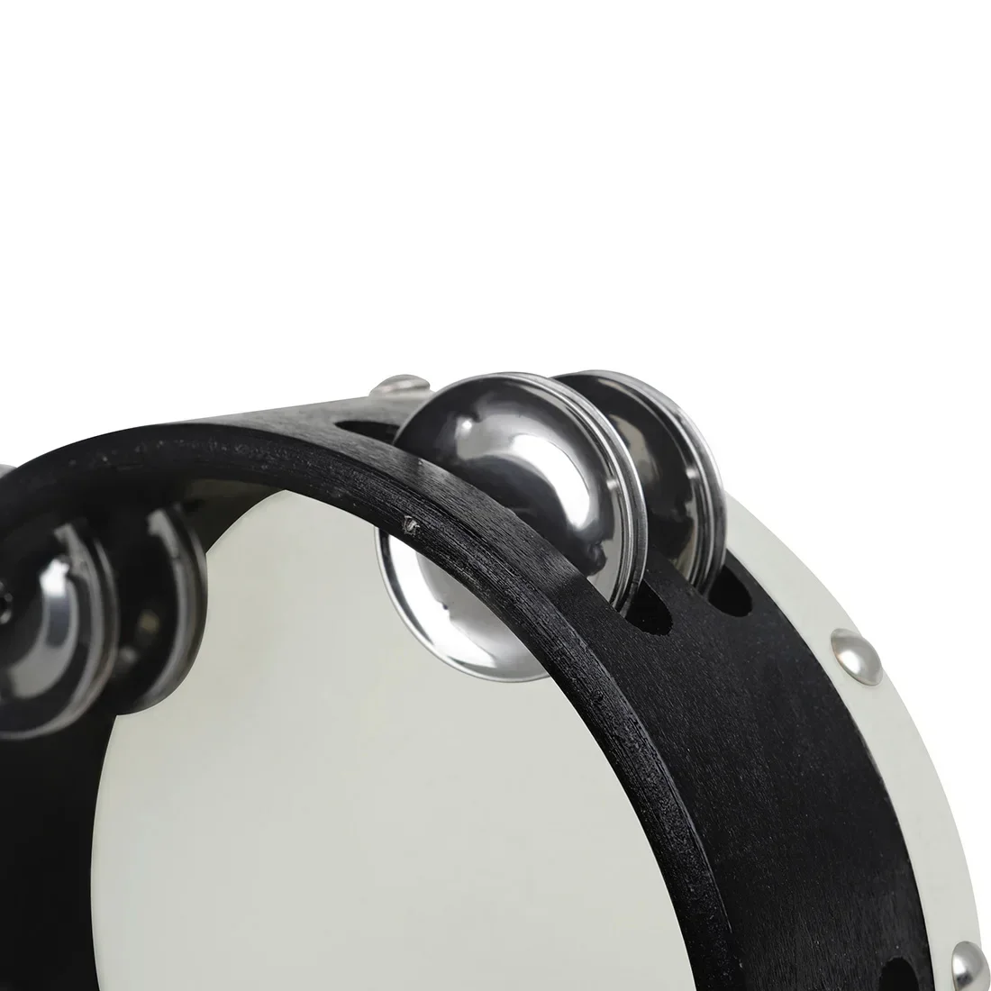 Orff 2 Pcs Tambourine 6 Inch 8 Inch Hand-Ranked Bell Drum Double Row Sheepskin Hand-shake Wooden Music Enlightenment Instrument