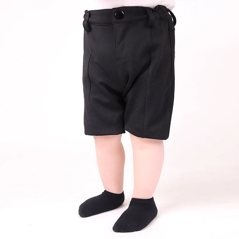 Boys short pants black summer spring trouser high elasticity waistband fashion pants soft kid clothes front zipper opening