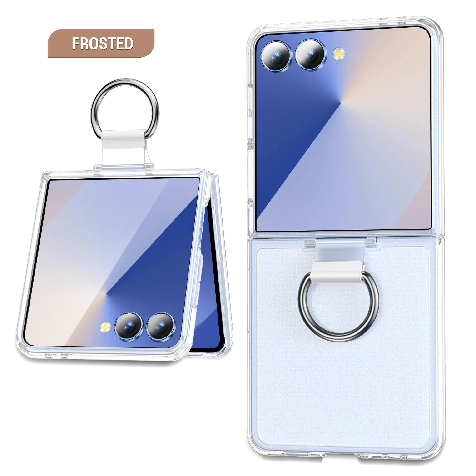 Luxury Matte Grip Ring Case with Finger Buckle - Solid Color Shockproof PC Cover