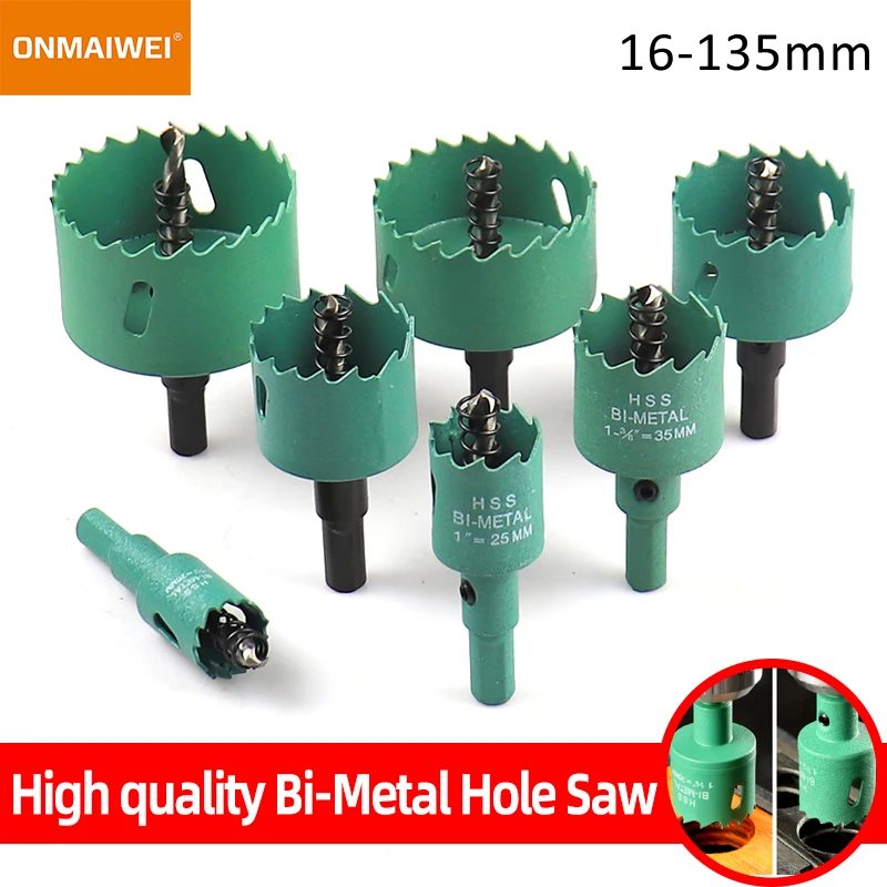 

1Pcs 16-200mm M42 Bi-Metal Wood Hole Saw Drill Bits Woodworking Drilling Crown For Downlight Plasterboard Opening Wood Cutter