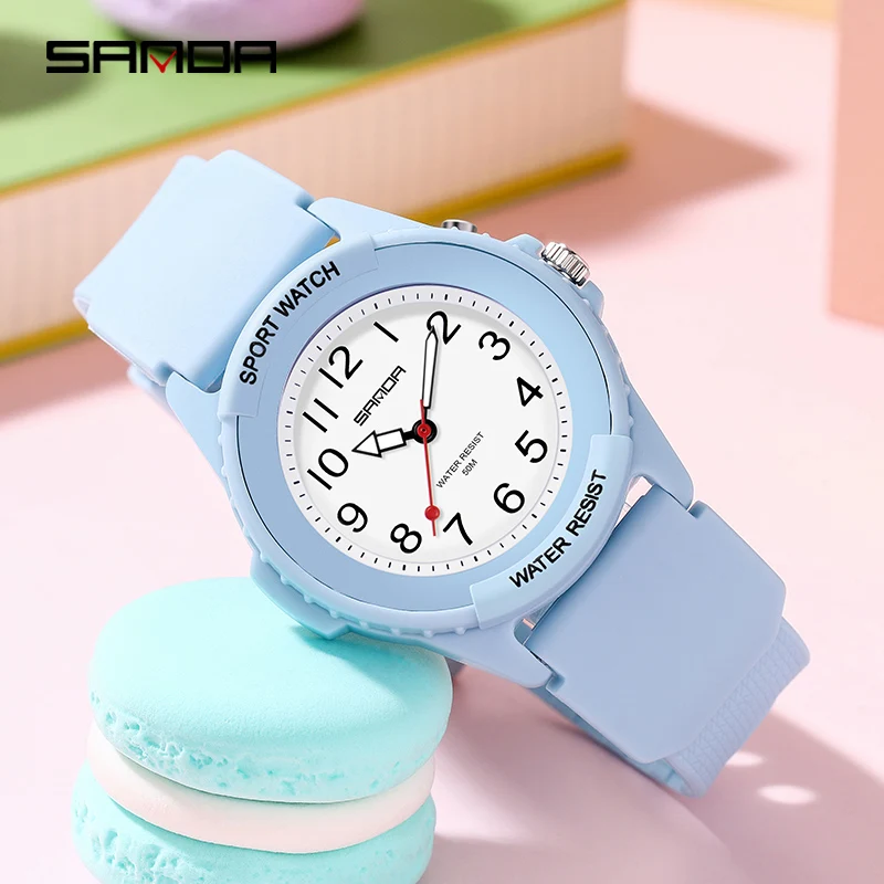 

SANDA Brand Women Quartz Watch Casual Fashion Arabic Numeral Scale Silicone Wrist Watches Waterproof 2023 New Reloj Mujer 6018