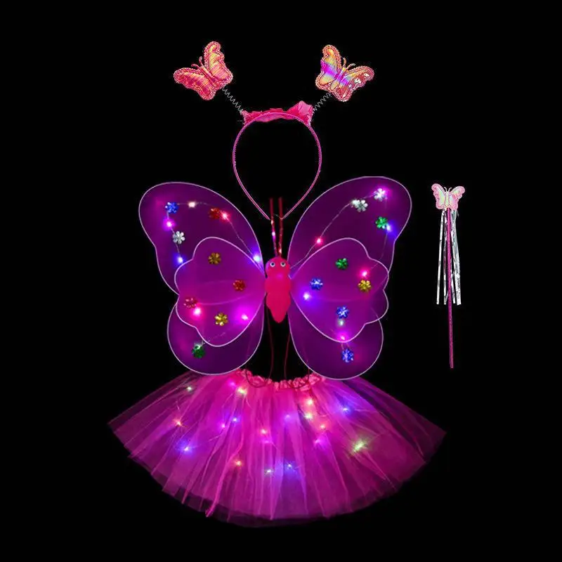 thumbnail image 2 of Girls Fairy Costume Set With LED Butterfly Wings - Tutu, Wand & Headband For Ages 3-8 2 of 12