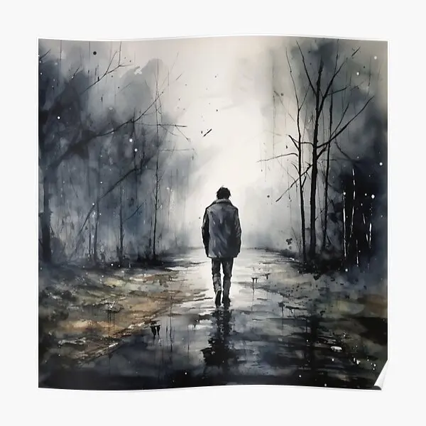 

Man Walking Alone Poster Wall Home Decoration Modern Vintage Decor Funny Painting Print Art Mural Room Picture No Frame
