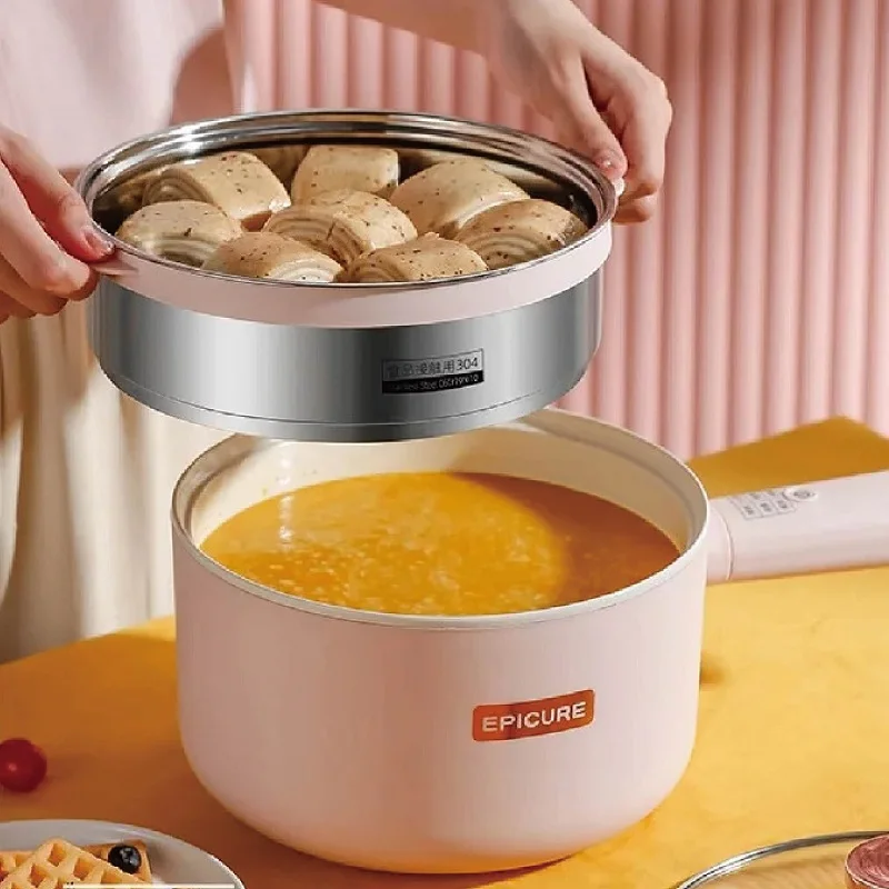 2.5L Smart Electric Cook Pot Noodle Cooking Pot Electric Hot Pot Home Multifunctional Non-stick Electric Wok With Steamer 220V 2