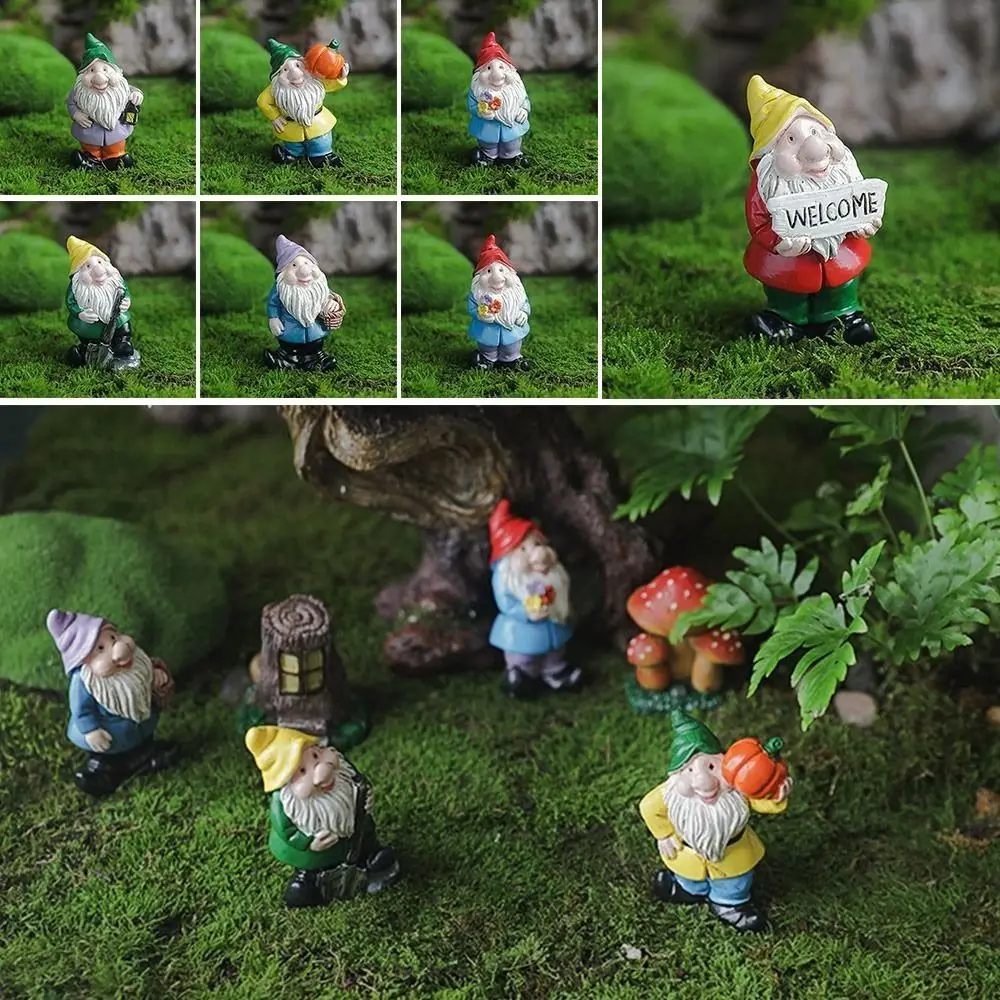 Multicolor Mini Gnome Figurines Desktop Decoration Micro Landscape Miniature Dwarfs Statue Moss Terrarium Handicraft