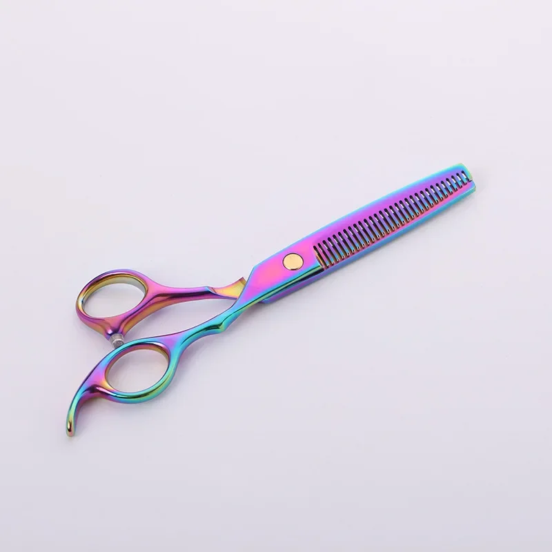 

Professional Japan 440c 6 & 5.5 inch rainbow cut hair scissors set cutting shears thinning barber scissor hairdressing scissors