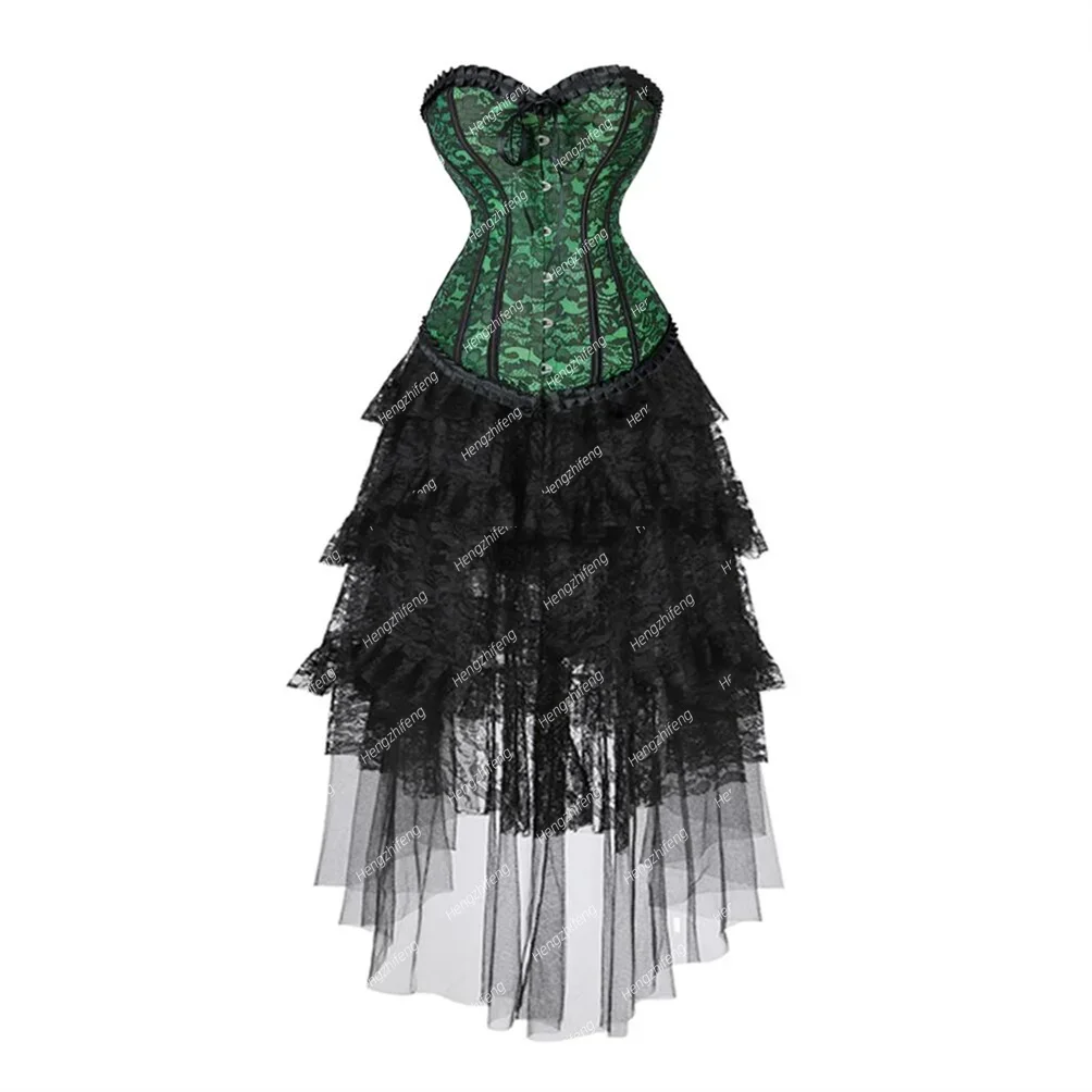 Corset Dress Gothic Floral Corsets Jacquard Bustier Skirt Set for Women Sexy Vintage Costumes Birthday Party Outfits Plus Size