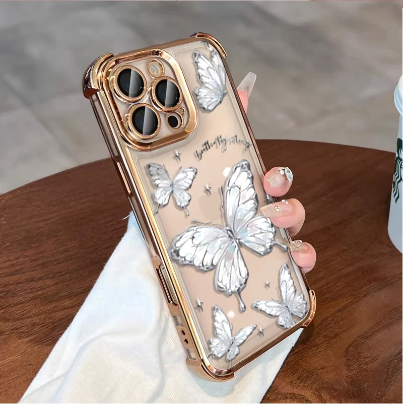 Butterfly Y2K Plating Silicone Shockproof Transparent Phone Case