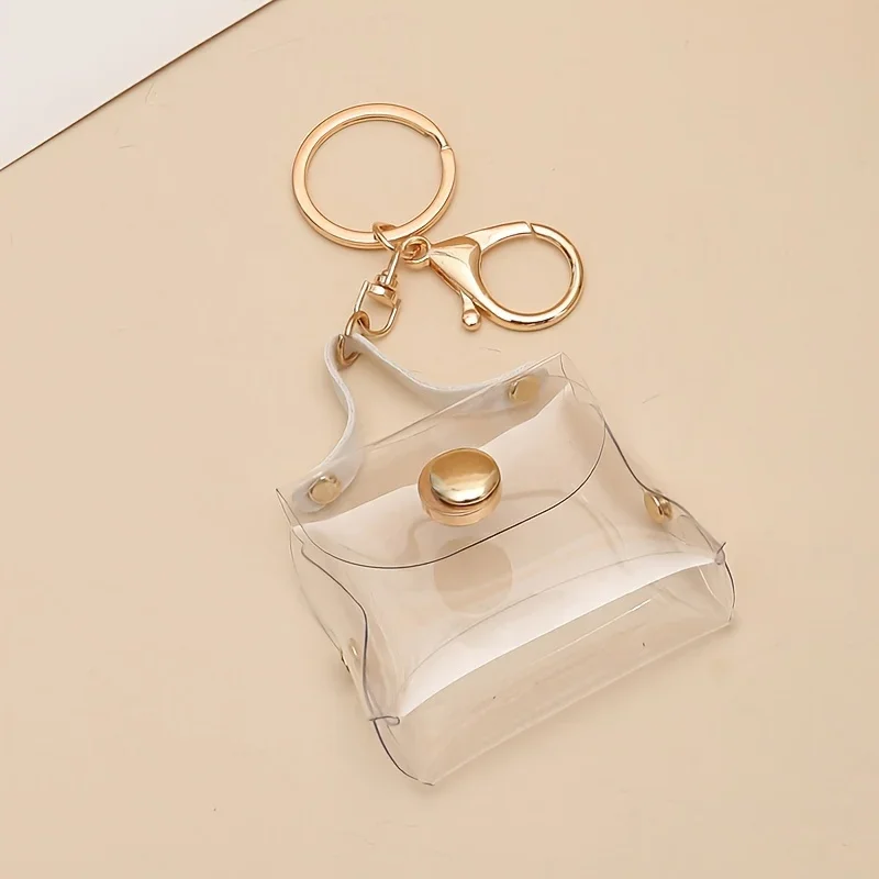 Transparent PU Leather Mini Bag Pendant Fashion Dirty Resistant Hardware Wallet Keychain For Coin Lipstick Earphone