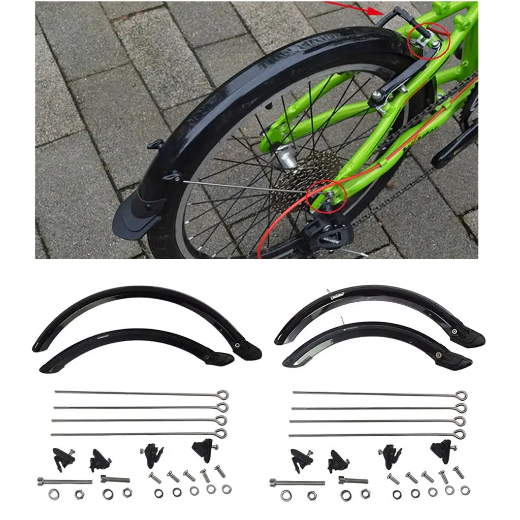 Bicycle Fender 20'' 14'' Folding Bike Mudguard Set for brake System