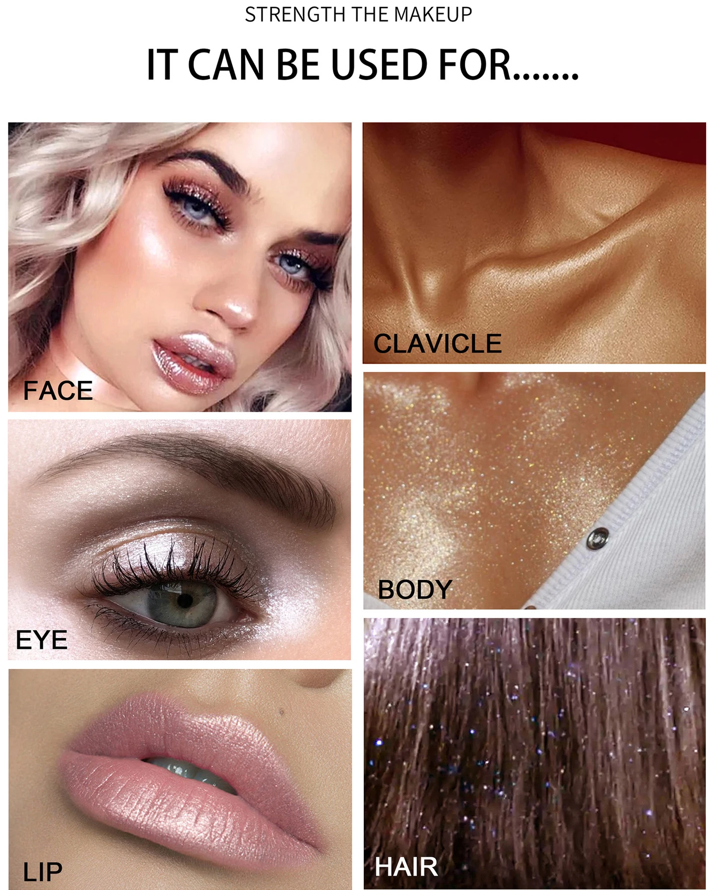 Description Picture 5 of itemHANDAIYAN Glitter Powder Highlighter Makeup Body Brightens the Natural Face Blusher Fairy Highlight Patting Powder