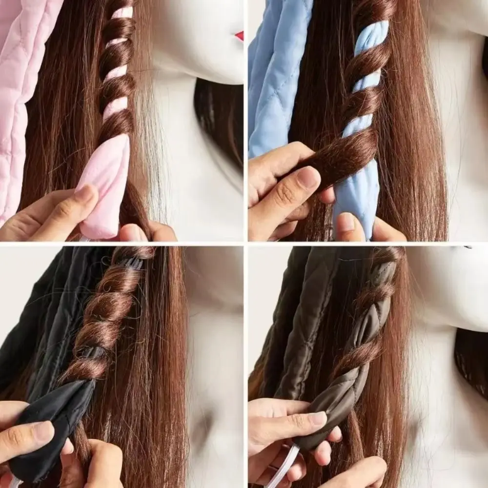 새로운 열 없는 간편 헤어 컬러 DIY 소프트 웨이브 컬링 스틱 문어 컬 실크 리본 간편 헤어 스타일링 도구